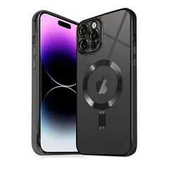【新品】 iPhone13 ケース magesafe対応 iPhone 13 クリアソフトケース メッキ加工 薄型 カメラレンズ保護 耐衝撃 アイフォン13透明ケース 6.1インチ ブラック 0