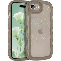 【新品】 MuZiF iPhone SE3/SE2/8/7 用 ケース 対応 クリア 可愛い [グリッターカード&ハート形] ウェーブ TPUソフトケース 透明 かわいい 韓国 薄くて軽い 人気 おしゃれ ストラップ穴あり 耐衝撃 保護カバー SE3用 ス 1