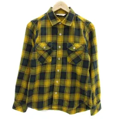 エーグル AIGLE カジュアルシャツ 長袖 チェック柄 S 黄色 イエロー 緑 グリーン /YS27