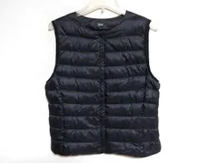 MB064:UNIQLO（ユニクロ）2013年 ノーカラーウルトラライトダウンベスト/黒/WOMEN'S L