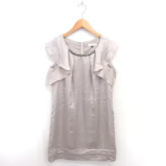 プロポーション ボディドレッシング PROPORTION BODY DRESSING ワンピース ひざ丈 ビーズ装飾 光沢 半袖 2 ライトベージュ 薄茶 /TT