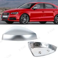 マットクローム リアビューサイドミラーカバーハウジングシェルキャップリッド アウディ A3 S3 8V 2013-2018 / RS3 8V 2015-2018