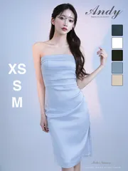 ライトブルー [ON3054-B-2601]【ANDY/アンディ】シンプル/ ワンカラー/ ベア/ ひざ丈/ タック/ タイト/ スリット/ ミディアムドレス/ キャバドレス/ angelR/ エンジェルアール/ ディアバイローブドフルール