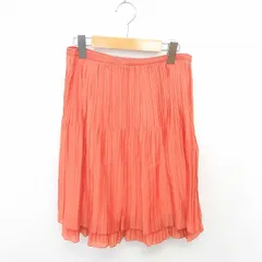 アンタイトル UNTITLED タグ付き プリーツ スカート ひざ丈 薄手 無地 シンプル 2 オレンジ /TT