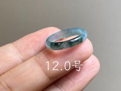 L17-174 氷糯種 白灰色 19.5号 グアテマラ産A貨本翡翠くりぬきリング