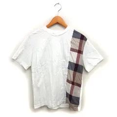 ブルーレーベルクレストブリッジ BLUE LABEL CRESTBRIDGE クルーネック カットソー Tシャツ チェック コットン 綿 半袖 38 白 ホワイト /NT25