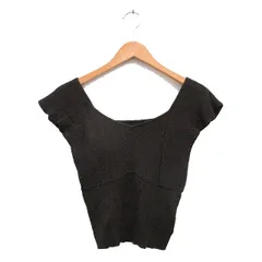 マーキュリーデュオ MERCURYDUO リブ ニット セーター 半袖 シンプル F ブラウン 茶 /KT17