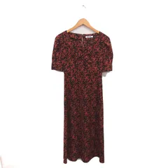 スナイデル SNIDEL ワンピース Vネック フレア 花柄 ロング レースアップ プルオーバー 半袖 0 ブラウン オレンジ 茶 /TT