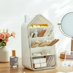 人気ギフト (ホワイト) house型卓上 ジュエリーボックス おしゃれ 引き出し小物入れ 整理簡単 強い耐久性 コスメボックス メイクボックス 化粧品ケース ペン立て 大容量 ケース 収納ボックス