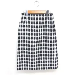 クチュールブローチ COUTURE BROOCH タグ付き タイト スカート 膝下丈 チェック ラメ 厚手 36 ホワイト ブラック 白 黒 /TT