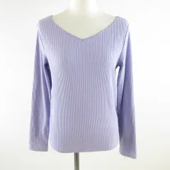 アースミュージック&エコロジー EARTH MUSIC & ECOLOGY カットソー 長袖 スカラップ 紫 M *T772