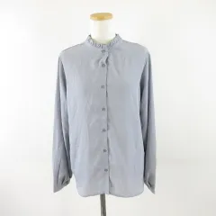 アースミュージック&エコロジー EARTH MUSIC & ECOLOGY 2WAYフリルブラウス 長袖 青 F *A53