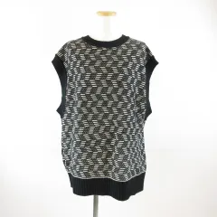 ローリーズファーム LOWRYS FARM ニットベスト 総柄 2way 黒 F *T518