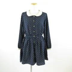 HUDSON honey シャツワンピース ミニ 長袖 ドット 紺 M *T663