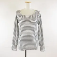 ローリーズファーム LOWRYS FARM カットソー 長袖 ボーダー 白 黒 F *T707