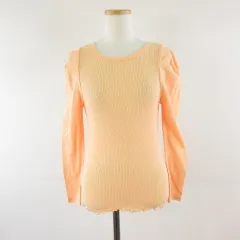 アースミュージック&エコロジー EARTH MUSIC & ECOLOGY パフスリーブグレープリブインナー カットソー 長袖 オレンジ S *T848