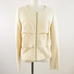 グローブ grove ノーカラージャケット 長袖 ジップアップ オフホワイト 白 11AR *T231