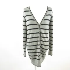 エムケー ミッシェルクラン MK MICHEL KLEIN カーディガン ニット 長袖 ボーダー グレー 黒 38 *E528