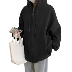 【新品】 [Luxiwear] パーカー レディース 秋 【着るだけで細見え！即こなれ感×可愛さ】 ジップパーカー スウェット 長袖 トップス 防寒 保温 フード・ファスナー・ポケット付き 着痩せ 大きいサイズ ゆったり きれいめ 無地 おしゃれ 着回し  1