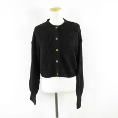 アースミュージック&エコロジー EARTH MUSIC & ECOLOGY ニットカーディガン 長袖 黒 F *A661