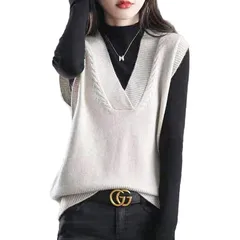 【新品】 [LrisIuza Echo] ニットベスト レディース セーターベスト ケーブルニット 春 秋 冬 ベスト 無地 vネック 大きいサイズ ノースリーブ 女子 薄手 春服 セーター ゆったり おしゃれ 重ね着 トップス オフィス 通勤 きれいめ  0