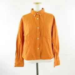 ジーユー GU オックスフォードクロップドシャツ 長袖 ボタンダウン オレンジ L *T707