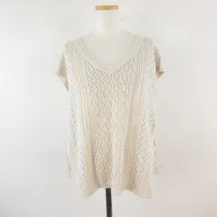 ジーユー GU レーシーニットベスト ライトベージュ L *T702