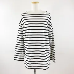 ローリーズファーム LOWRYS FARM カットソー 長袖 ボーダー 白 黒 F *T511