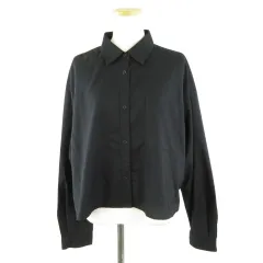 ジーユー GU カラークロップドシャツ 長袖 黒 XL *A612