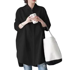 【新品】 [Z8two] シャツ レディース ブラウス トップス 大きいサイズロングシャツ レディース 着回し力 九分袖 体型カバー ビジネス ファッション 通勤 春夏秋 1