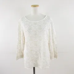 ギャップ GAP カットソー 長袖 刺繍 白 ベージュ M *A97