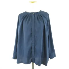 テチチ Te chichi シャツ ブラウス 長袖 紺 F *T998