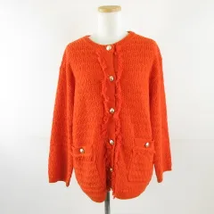 ジーユー GU ダブルポケットカーディガン 長袖 オレンジ L *A691
