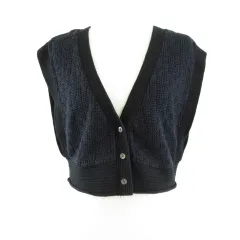 ローリーズファーム LOWRYS FARM ニットベスト 紺 F *T367