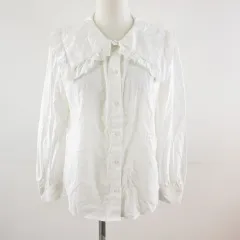 ジーユー GU シャツ ブラウス 長袖 レース 白 S *T836