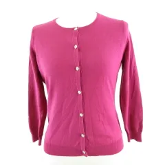 アプワイザーリッシェ Apuweiser-riche ニットカーディガン 七分袖 ストレッチ ピンク 2 *A555