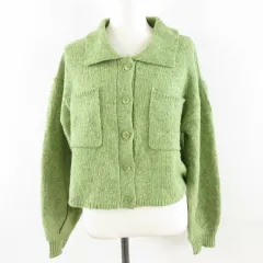 エムズエキサイト EMSEXCITE ニットカーディガン 長袖 黄緑 F *A407