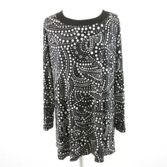 モードカヨ mode kayo カットソー 長袖 ドット ストレッチ 黒 M L *A144