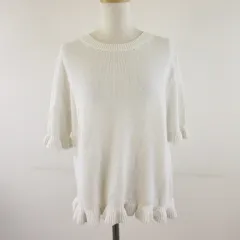 ザラ ZARA ニット セーター 五分袖 白 L *T421