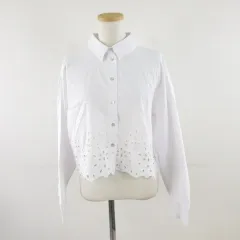 ザラ ZARA シャツ ブラウス レース 長袖 白 M *A493