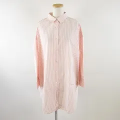 アメリカンホリック AMERICAN HOLIC イージーケアスリーブデザインシャツチュニック 長袖 オレンジ 白 L *A482