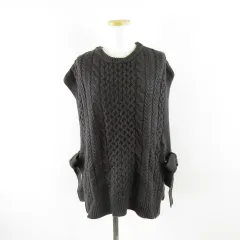サマンサモスモス SM2 blue ケーブルニットベスト チャコールグレー F *A6