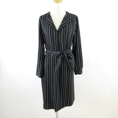 プラステ PLST ワンピース ひざ丈 長袖 ストライプ 濃紺 M *T191