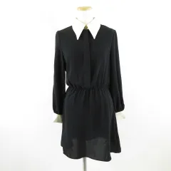 ザラ ZARA ミニワンピース チュニック フレア 長袖 黒 XS *A30