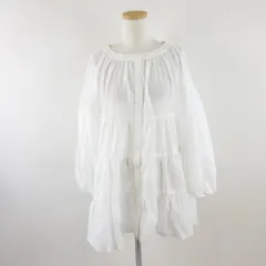 アースミュージック&エコロジー EARTH MUSIC & ECOLOGY ティアードシャツチュニック 長袖 オフホワイト 白 F *A378