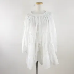 アースミュージック&エコロジー EARTH MUSIC & ECOLOGY PremiumLabel ティアードシャツチュニック 長袖 オフホワイト 白 F *A418