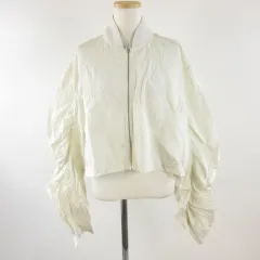 ジーナシス JEANASIS ナイロンギャザージャケット 長袖 ジップアップ アイボリー オフホワイト 白 F *T765