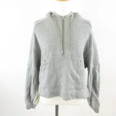 エリンローブ erin robe パーカー スウェット 長袖 クロップド丈 ハーフジップ グレー 38 *E939