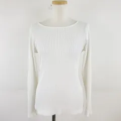 オペークドットクリップ OPAQUE.CLIP リブカットソー ボートネック 長袖 ストレッチ 白 36 S *A953