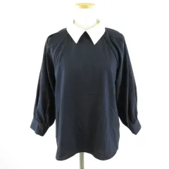 テチチ Te chichi カットソー ブラウス 七分袖 2way 紺 F *T186